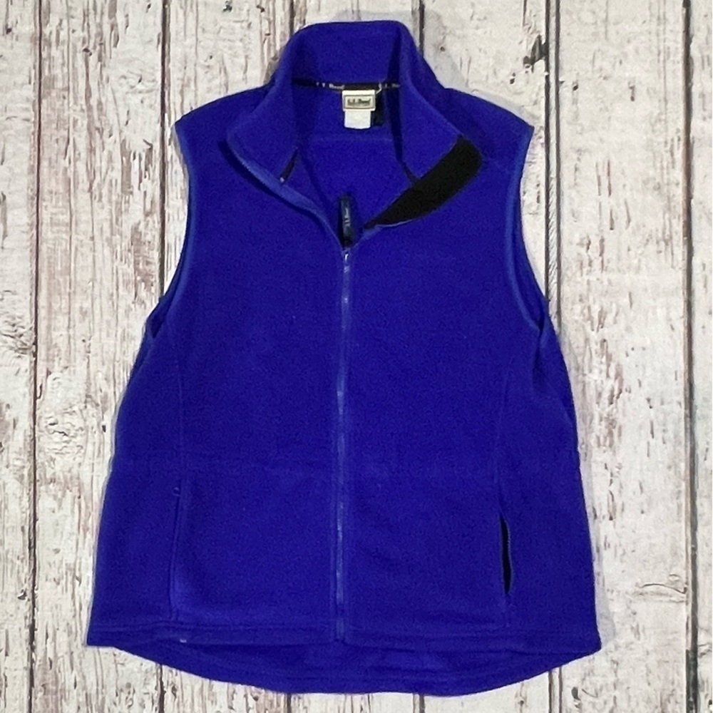 Vintage 1990s LL Bean Blue Men's Zip Up Fleece Vest Jacket